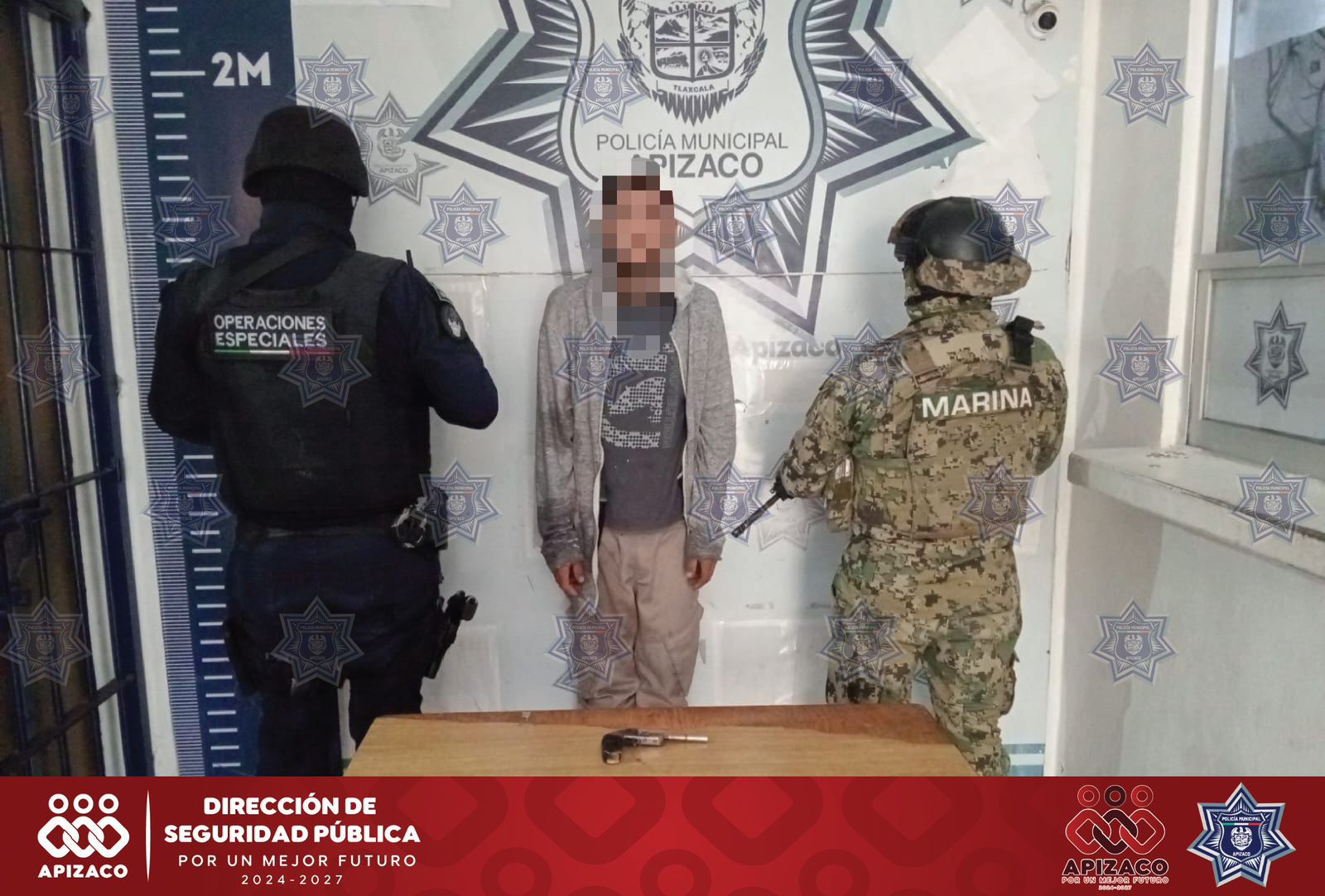 Detienen Policía de Apizaco y Marina a presunto responsable de robo con violencia en tienda de conveniencia